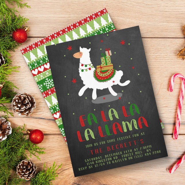 Invitation Fête de Noël Fiesta Llama (Créateur téléchargé)