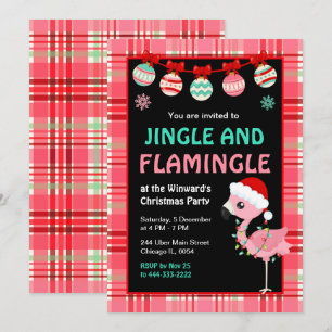 Invitation Fête de Noël Flamingo Holiday