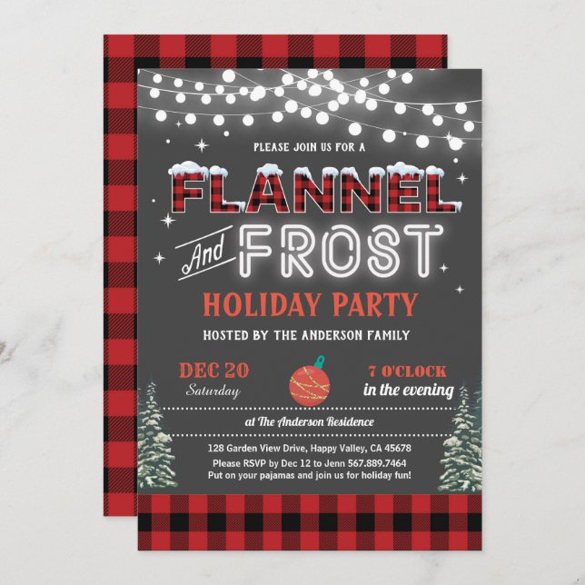 Invitation Fête de Noël Flannel et gelée adulte (Devant / Derrière)