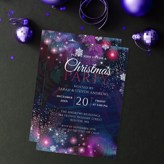 Invitation Fête de Noël Flocon de Galaxie Céleste (Créateur téléchargé)