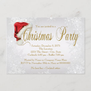 Invitation Fête de Noël Flocon de Neige Argenté