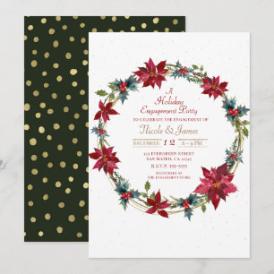 Invitation Fête de Noël Floral Élégant Poinsettia Party de Fê
