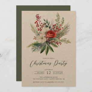 Invitation Fête de Noël Florale