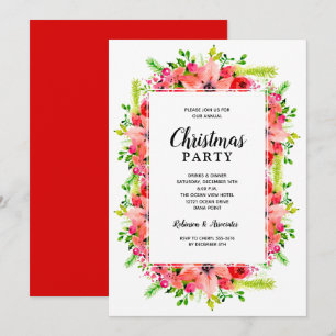 Invitation Fête de Noël florale botanique élégante