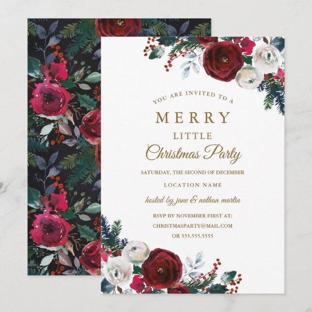 Invitation Fête de Noël Florale Bourgogne (Devant / Derrière)