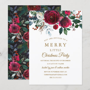 Invitation Fête de Noël Florale Moderne Bourgogne