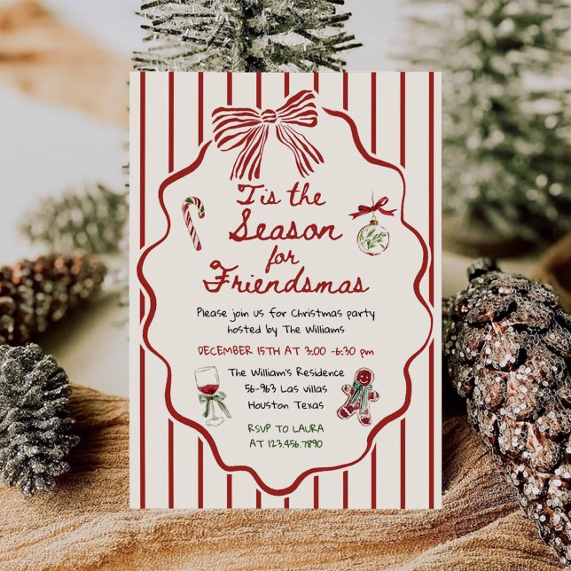 Invitation Fête de Noël Friendsmas dessinée à la main de mani (Créateur téléchargé)