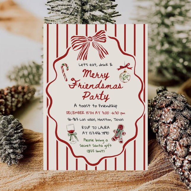 Invitation Fête de Noël Friendsmas dessinée à la main de mani (Créateur téléchargé)