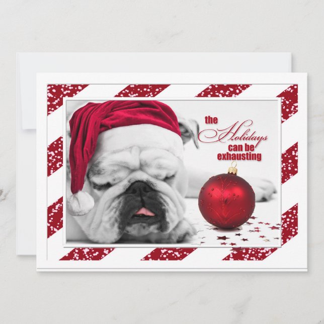 Invitation Fête de Noël Funny Bulldog Père Noël (Devant)