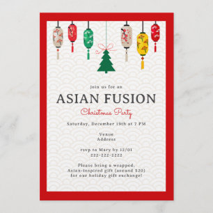 Invitation Fête de Noël Fusion Asiatique   Lanternes Élégante