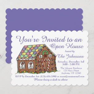 Invitation Fête de Noël Gingbread Holiday Open House Party