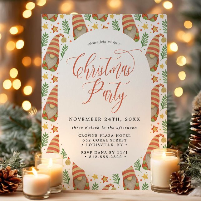 Invitation Fête de Noël Gnome scandinave à l'aquarelle (Créateur téléchargé)