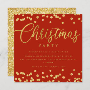 Invitation Fête de Noël Gold Confetti