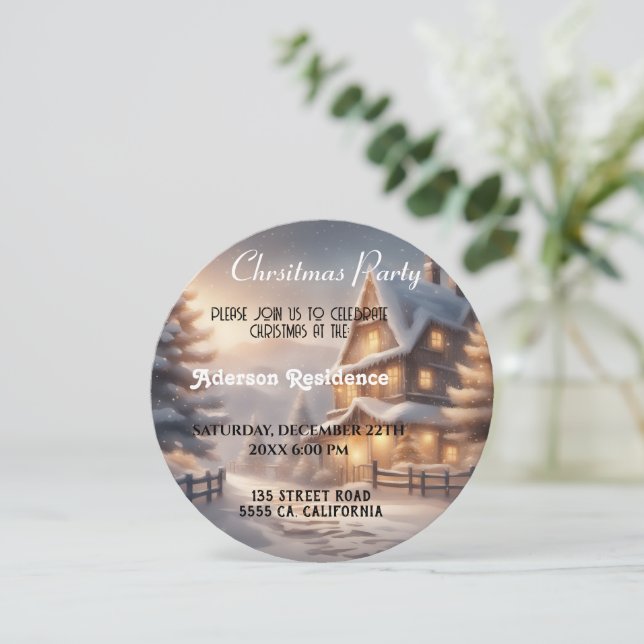 Invitation Fête de Noël hiver Paysage (Debout devant)