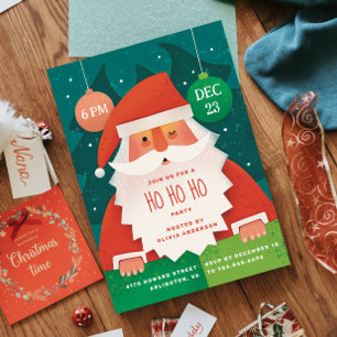 Invitation Fête de Noël Ho Ho   Vacances à Père Noël