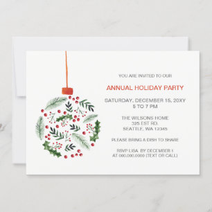 Invitation Fête de Noël Holly