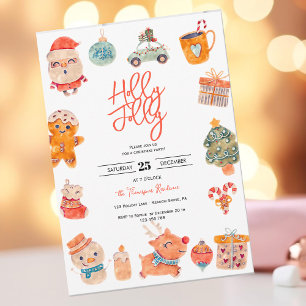 Invitation Fête de Noël Holly Jolly