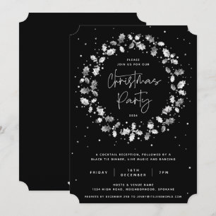 Invitation Fête de Noël Holly Wreath à main noire