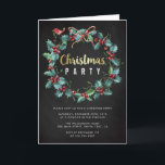 Invitation Fête de Noël Holly Wreath Chalkboard<br><div class="desc">Fête de Noël Holly Wreath Chalkboard par Yule4Yall.</div>
