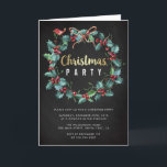 Invitation Fête de Noël Holly Wreath Chalkboard<br><div class="desc">Fête de Noël Holly Wreath Chalkboard par Yule4Yall.</div>