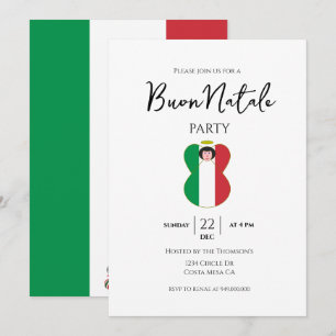 Invitation Fête de Noël Italien Ange Buon Natale