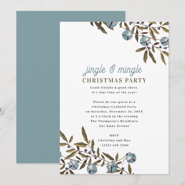 Invitation Fête de Noël Jingle and Mingle (Devant / Derrière)