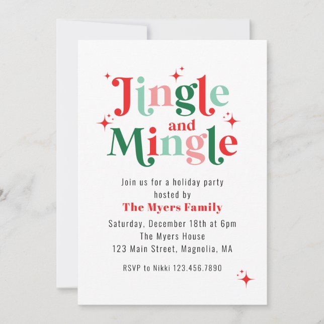 Invitation Fête de Noël Jingle and Mingle (Devant)