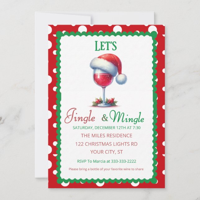 Invitation Fête de Noël Jingle et Mingle avec Cocktail (Devant)