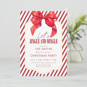 Invitation Fête de Noël Jingle et Mingle avec un Ruban Rouge