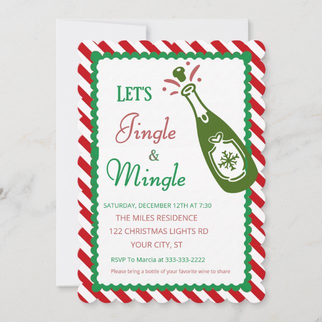 Invitation Fête de Noël Jingle et Mingle Cocktail (Devant)