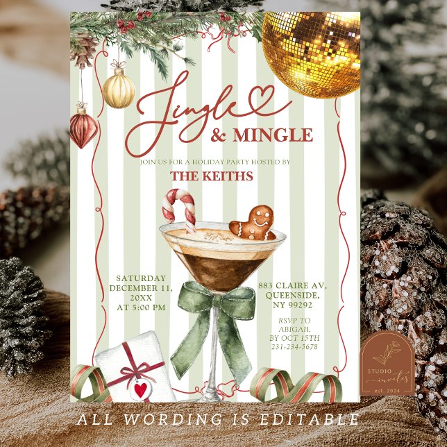Invitation Fête de Noël Jingle et Mingle Dessinée à la Main (Créateur téléchargé)