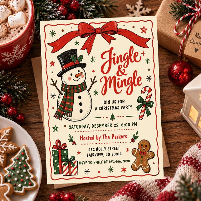 Invitation Fête de Noël Jingle & Mingle  (Créateur téléchargé)