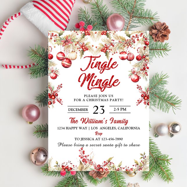 Invitation Fête de Noël Jingle & Mingle (Créateur téléchargé)
