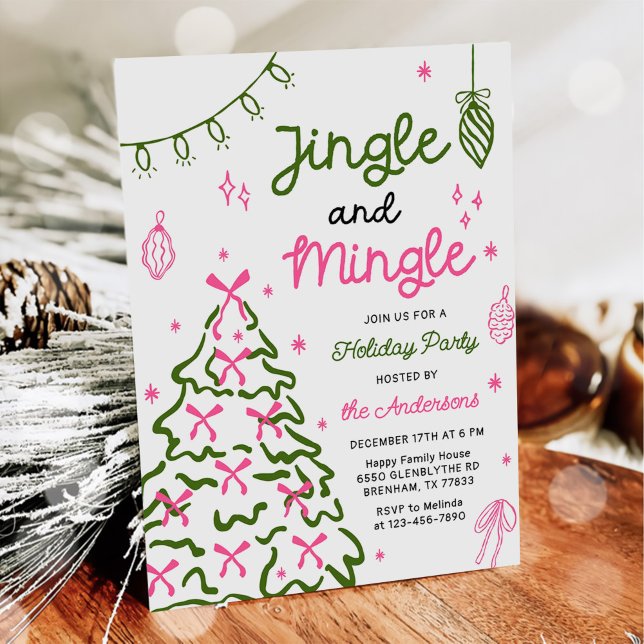 Invitation Fête de Noël Jingle & Mingle dessinée à la main (Créateur téléchargé)