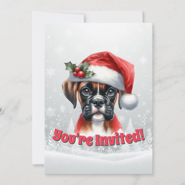 Invitation Fête de Noël Jingle Paws et Boxer Dog Joy (Devant)
