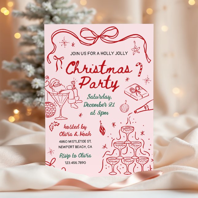 Invitation Fête de Noël Joyeuse et Fantaisiste Dessinée à la  (Créateur téléchargé)