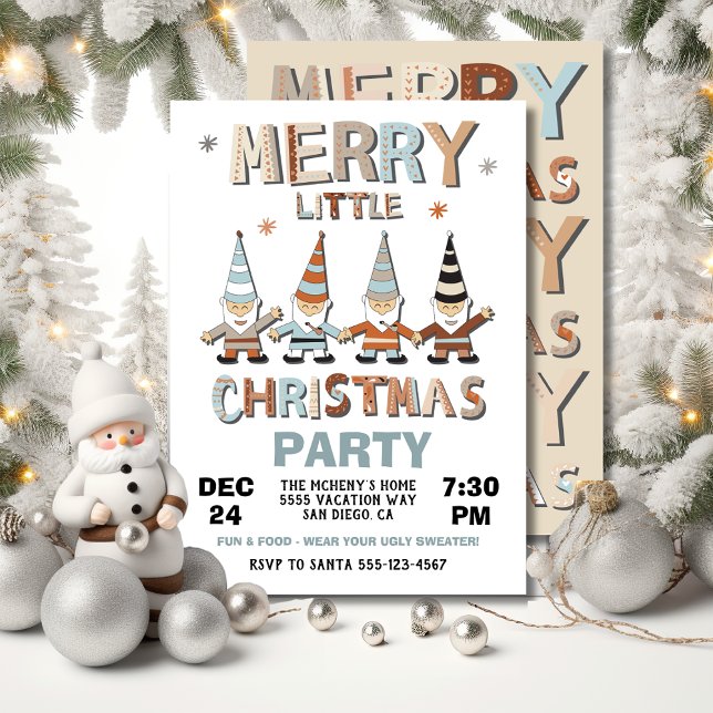 Invitation Fête de Noël joyeuse petite gnome (Créateur téléchargé)