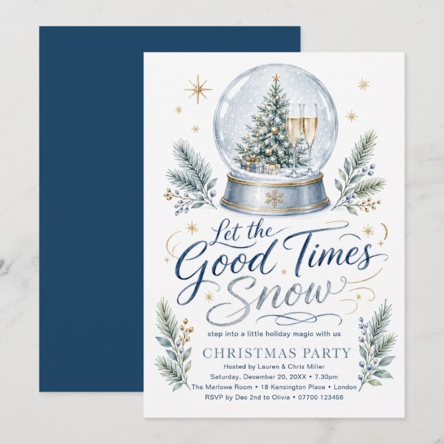Invitation Fête de Noël : Laissez les bons temps neiger (Devant / Derrière)
