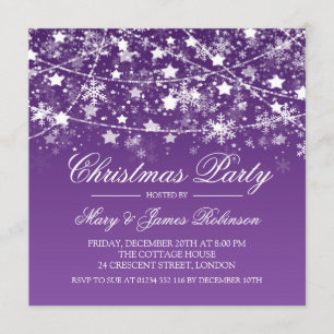 Invitation Fête de Noël Lumières à cordes violet