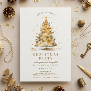 Invitation Fête de Noël Luxueuse Dorée