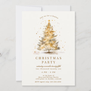 Invitation Fête de Noël Luxueuse Dorée