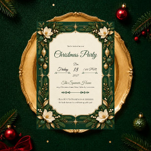 Invitation Fête de Noël Magnolia Émeraude