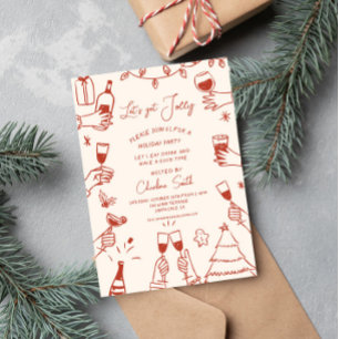 Invitation Fête de Noël, main tirée Funky Handwriting