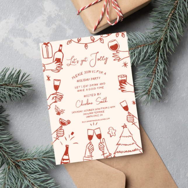 Invitation Fête de Noël, main tirée Funky Handwriting (Créateur téléchargé)