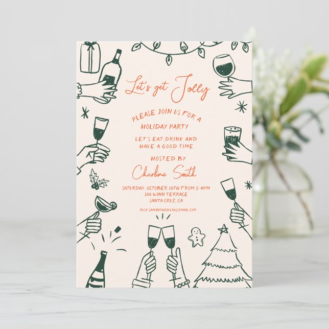 Invitation Fête de Noël, main tirée Funky Handwriting (Créateur téléchargé)