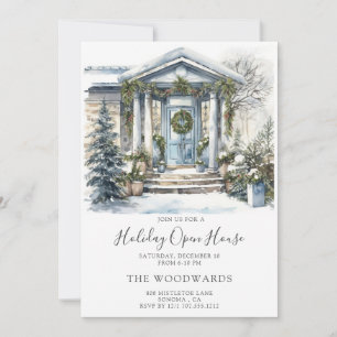 Invitation Fête de Noël Maison Aquarelle