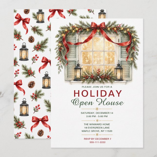 Invitation Fête de Noël Maison Ouverte (Devant / Derrière)