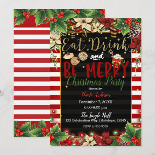 Invitation Fête de Noël Manger Boire & Joyeux Noël