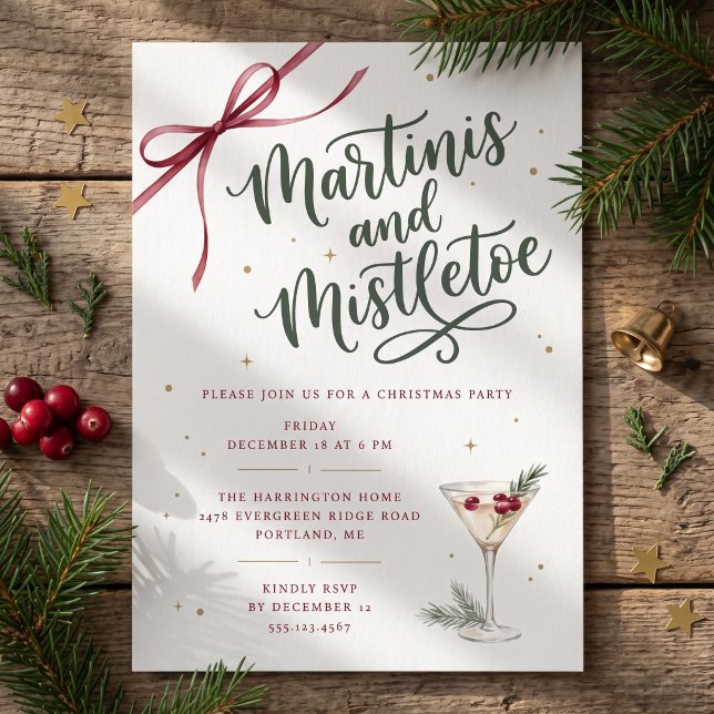 Invitation Fête de Noël Martinis et Gui (Créateur téléchargé)