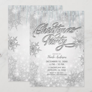 Invitation Fête de Noël Merveilleuse Terre d'Hiver Flocons de